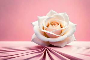 a white rose on a pink background. AI-Generated photo