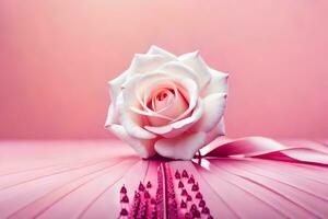 a single rose on a pink background. AI-Generated photo