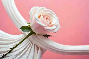 a white rose is sitting on top of a white chair. AI-Generated photo