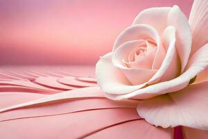 a single rose is sitting on top of a pink background. AI-Generated photo