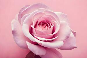 a pink rose is shown in front of a pink background. AI-Generated photo