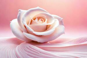 a single white rose on a pink background. AI-Generated photo