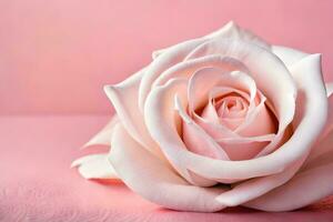 a single white rose on a pink background. AI-Generated photo