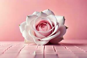 a single rose on a pink background. AI-Generated photo