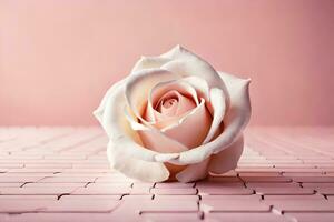 a single rose on a pink background. AI-Generated photo