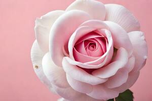 a pink rose is shown in front of a pink background. AI-Generated photo