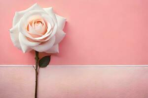 a single rose on a pink background. AI-Generated photo