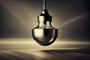 an image of a light bulb hanging from a wire. AI-Generated photo