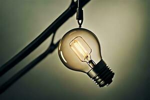 a light bulb is hanging from a string. AI-Generated photo