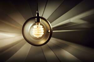 a light bulb is hanging from a light fixture. AI-Generated photo