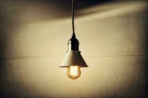 a light bulb hanging from a ceiling. AI-Generated photo