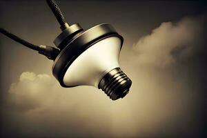 an image of a light bulb with a cord. AI-Generated photo