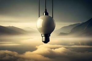 an image of a light bulb hanging from a rope. AI-Generated photo
