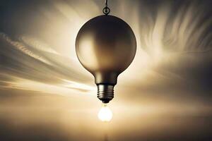 a light bulb is shining in the sky. AI-Generated photo