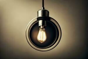 an old light bulb hanging from a light fixture. AI-Generated photo