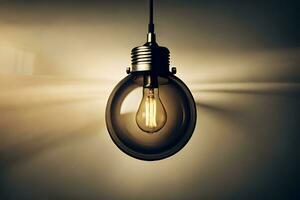 a light bulb is hanging from a ceiling. AI-Generated photo