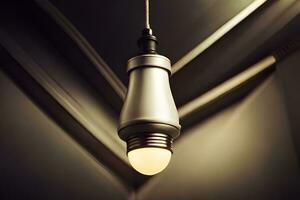 a light bulb hanging from a ceiling. AI-Generated photo