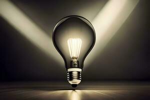 a light bulb is shining in the dark. AI-Generated photo