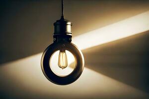 a light bulb is shining in the dark. AI-Generated photo