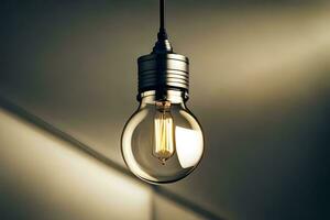 a light bulb hanging from a ceiling. AI-Generated photo