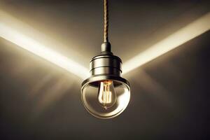 a light bulb hanging from a ceiling. AI-Generated photo