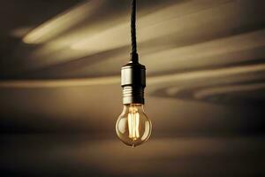 a light bulb is hanging from a string. AI-Generated photo