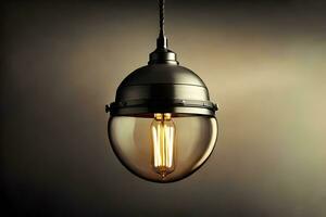 a pendant light with a bulb inside. AI-Generated photo
