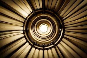 a circular light in a metal ceiling. AI-Generated photo