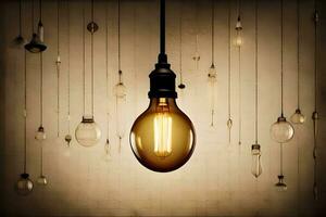 a light bulb hanging from a string. AI-Generated photo