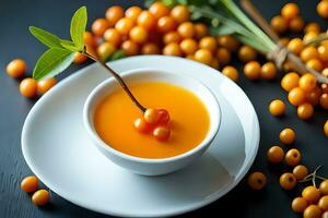 sea buckthorn juice is a great source of vitamin c and vitamin a. AI-Generated photo
