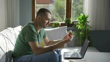 The man reading the prospectus. video