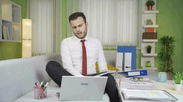 Tired businessman portrait. video