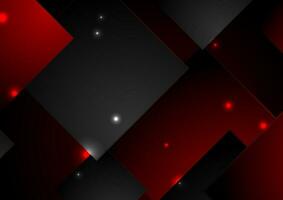 Abstract black red glowing shiny squares minimal background vector