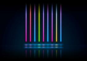 Colorful neon lines abstract technology background vector