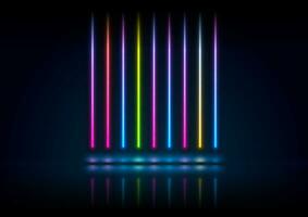 Colorful neon lines abstract technology background vector