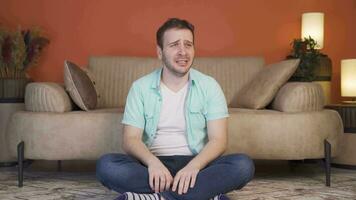 Man having a nervous breakdown at home is shouting. video