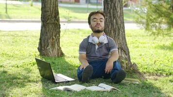 The dwarf student studying is in a trance state. video