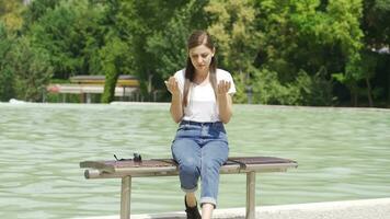 Outdoor prayer of muslim woman. video