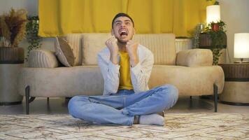 Man having a nervous breakdown at home is shouting. video