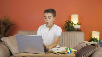 Boy surprised and happy at the news. video