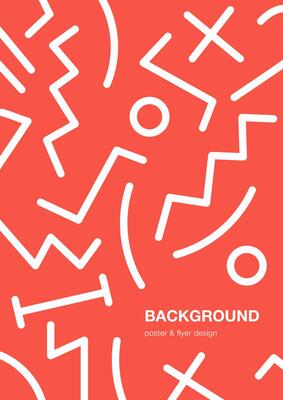 Abstract background. Trendy poster with geometric pattern, shapes. Red retro style backdrop with place for text.