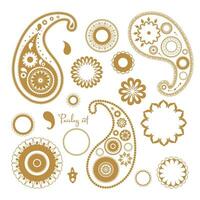 Oriental paisley elements set. Collection of floral abstract ornaments. vector