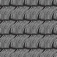 Doodle seamless pattern with abstract lines, waves, grass, seaweed. Hand drawn vector black and white illustration on dark background.