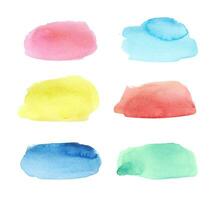 Watercolor brushstrokes set. Hand drawn vector collection with colorful stains, spots, smears.