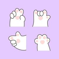 Set of cute kawaii cat paws vector