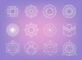 Sacred geometry symbols collection. hipster, abstract, alchemy, spiritual, mystic elements set. vector