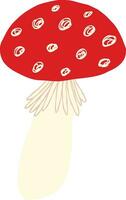 Strange red mushroom. Cute comic hand drawn illustration vector