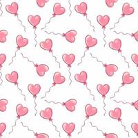 seamless pattern with pink heart shaped air balloons vector