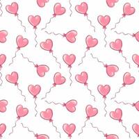 seamless pattern with pink heart shaped air balloons vector