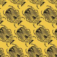 beetles seamless pattern. Bohemian pattern with bugs vector